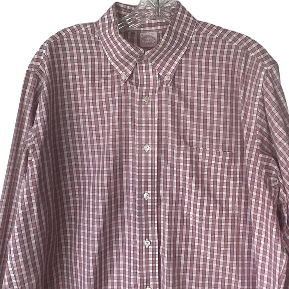 Brooks Brothers Mens Button Down Shirt Pink Traditional Fit Size 16 1/2 - Picture 3 of 7